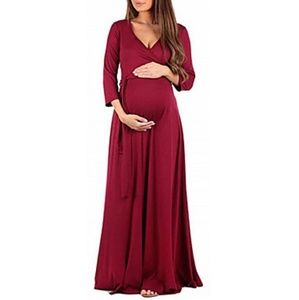 Red Long Maternity Dress